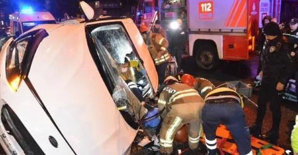 Beşiktaş’ta feci kaza! Sürücüsünün kontrolünü kaybettiği otomobil yan yattı: 2 yaralı
