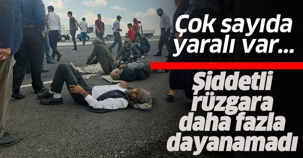 Son dakika: Kars'ta şiddetli rüzgar, diyaliz hastalarının minibüsünü devirdi: 6 yaralı