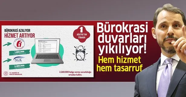 Bürokrasi duvarları yıkılıyor! Hazine ve Maliye Bakanı Berat Albayrak açıkladı: 2.260.000 belge tasarrufu