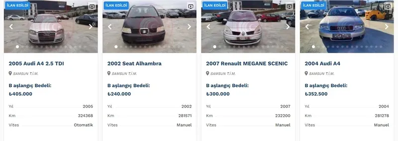 Devletten %50 ucuza 2. el otomobil listesi geldi: Audi A4 405.000 TL, Seat 240.000 TL, Renault MEGANE 300.000 TL'ye ilanda-5