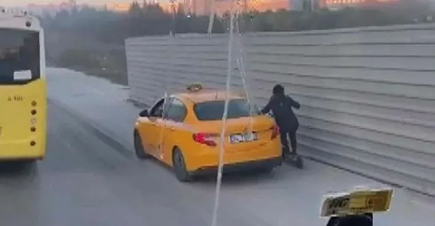 Kaldırıma çıkan taksici skuterli kadına çarptı! "Durum acildi kaldırıma çıktım"