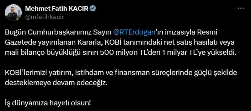 Başkan Erdoğan imzaladı KOBİ'nin mali tanımında değişikliğe gidildi: Bilanço sınırı iki katına çıktı-4