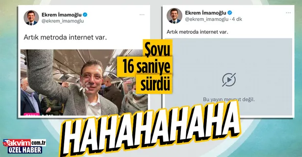 Ekrem İmamoğlu'nun 'metroda internet' şovu 16 saniye sürdü!