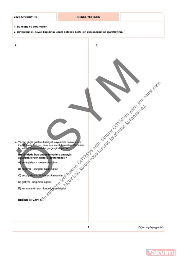 2021 KPSS soru kitapçığı ve cevap anahtarı | A Grubu ve Öğretmenlik (GY-GK- Eğitim Bilimleri) soruları - 8