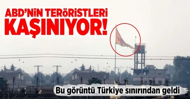 Türkiye sınırına terör paçavraları asıldı