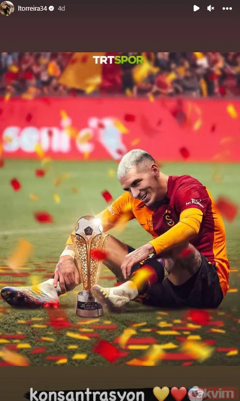 Ayrılığın hemen ardından ise Lucas Torreira "Konsantrasyon" notlu manidar bir paylaşım yaptı.