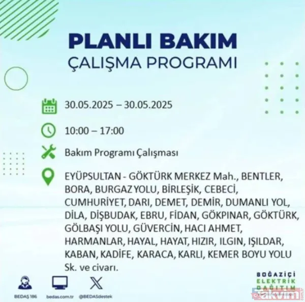 Bedaş | 30 Mayıs İstanbul Elektrik Kesintisi