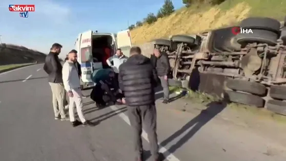 Sakarya’da tanker yan yattı! 1 yaralı