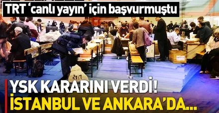 YSK'dan TRT'ye görüntü izni verildi