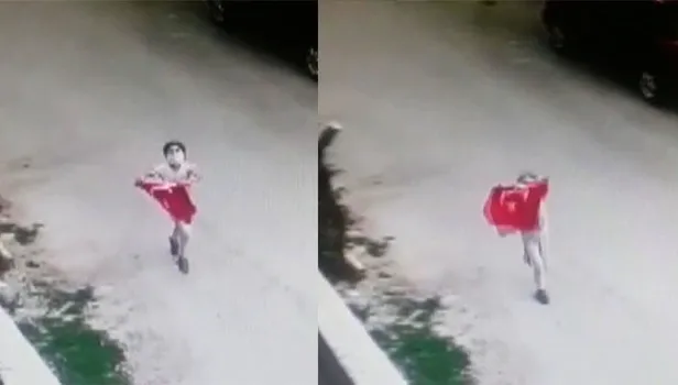 Ankara'da küçük Ceren Arık'tan örnek davranış! Türk bayrağını yerde bırakmadı