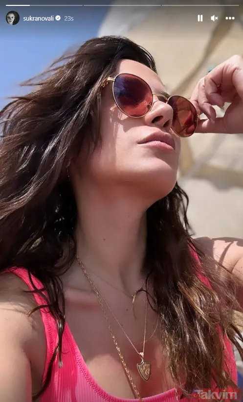 30 kilo veren Şükran Ovalı pembe mayosuyla plajda sere serpe! 38'lik Şükran eşi Caner Erkin ve kızı Mihran Ela ile paylaştı - 10