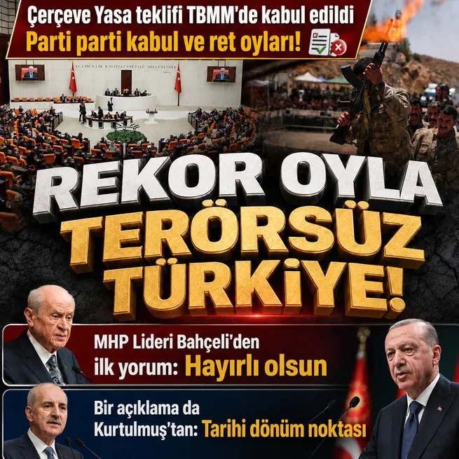 Terörsüz Türkiye için tarihi eşik: 12 maddelik Çerçeve Yasa teklifi 467 oyla kabul edildi!