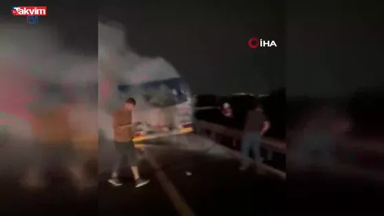 Osmaniye’de mısır yüklü tır alev alev yandı