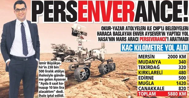 CHP’li belediyeleri haraca bağlayan Enver Aysever’in yaptığı yol Perseverance’ı aratmadı!