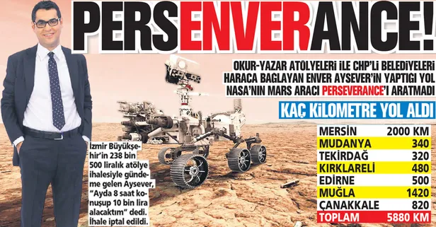 CHP’li belediyeleri haraca bağlayan Enver Aysever’in yaptığı yol Perseverance’ı aratmadı!