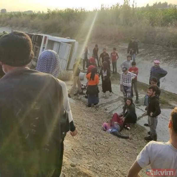 Adana'da tarım işçilerini taşıyan midibüs sulama kanalına devrildi! Yaralılar var - 8