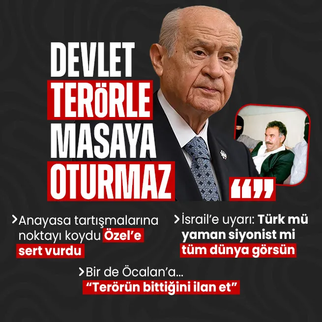 MHP Lideri Devlet Bahçeliden DEMe uyarı: Uzattığım eli sabote edilmesin devlet terörle masaya oturmaz | Öcalana çağrı: Terörün bittiğini ilan et