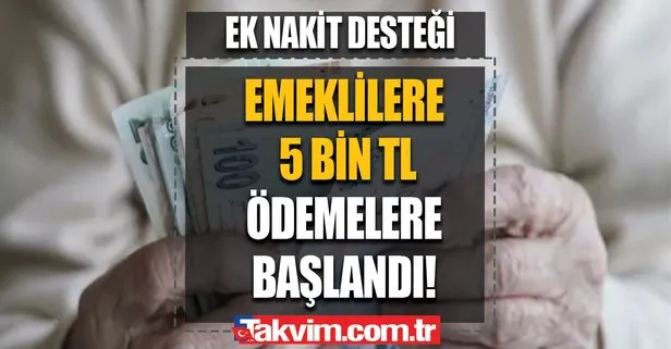 Emekli maaşına 5 bin TL ek nakit desteği veriliyor! Emeklilere 5 bin TL ödemelere başlandı!