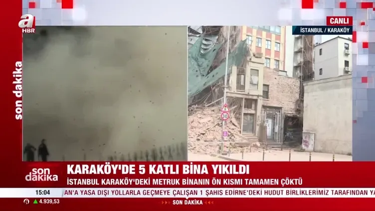 Karaköy'de 5 katlı metruk bina çöktü! Çökme anı kamerada | VİDEO