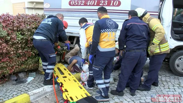 İstanbul'da el frenini çekmeyi unutan nakliye şoförü kamyonetin altında kaldı - 4