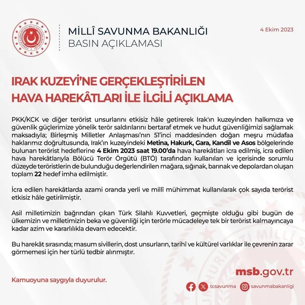 irakin-kuzeyine-3-gunde-3-harekat-milli-savunma-bakanligi-duyurdu-22-teror-hedefi-imha-edildi-1696441208917.jpeg Irak'ın kuzeyine 4 günde 3'üncü harekat! Milli Savunma Bakanlığı duyurdu: 22 terör hedefine bomba yağdı-2