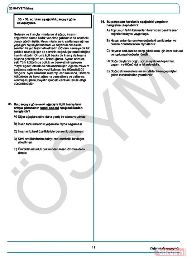 YKS çıkmış sorular ve cevaplar! 2018 YKS çıkmış sorular ve cevap anahtarı - 14