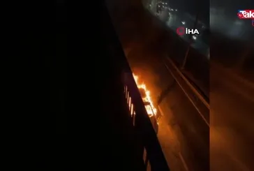 Florya'da araç alev alev yandı