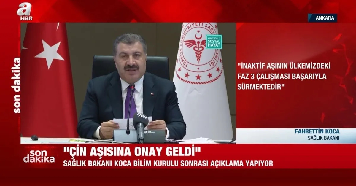 Sağlık Bakanı Fahrettin Koca Çin'de üretilen Kovid-19 aşısının geliş tarihini açıkladı