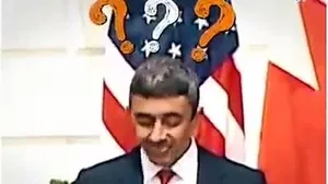 BAE Dışişleri Bakanı Al Nahyan’ın ihanet anlaşması metnine boş gözlerle bakması alay konusu oldu