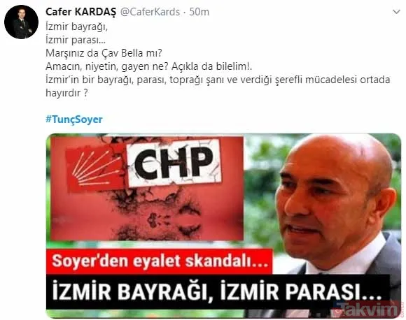 Tunç Soyer'in 'İzmir bayrağı ayrı olsun' şeklindeki "elayet" çıkışına tepkiler çığ gibi: "Bölücülerle aynı muameleyi hak edersin" - 20