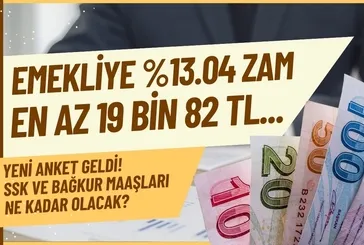 Emekliye %13.04 enflasyon zammı: Anket geldi hesap değişti! SSK BAĞKUR'a en düşük 19 bin TL maaş...