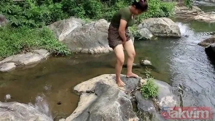 Bu kadınının balık avlama yöntemi herkesi şaşırttı! Böylesini ilk kez göreceksiniz...