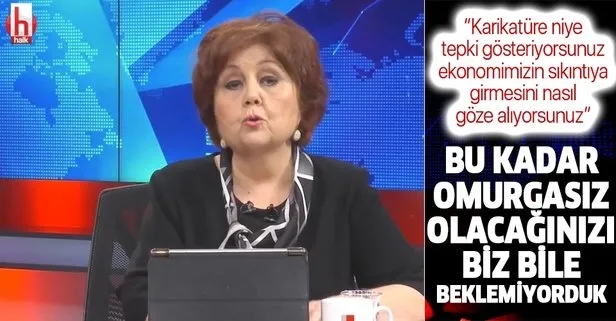 CHP yandaşı Halk TV sunucusu Ayşenur Arslan: Karikatüre niye tepki gösteriyorsunuz, ekonomimizin sıkıntıya girmesini nasıl göze alıyorsunuz?