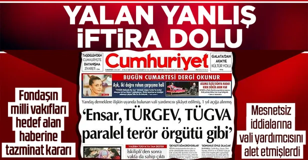 Asılsız iddialarla TÜGVA’yı hedef göstermişti! Cumhuriyet’in yalan manşetine tazminat kararı