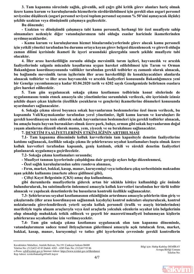 İçişleri Bakanlığı'ndan 'tam kapanma' genelgesi