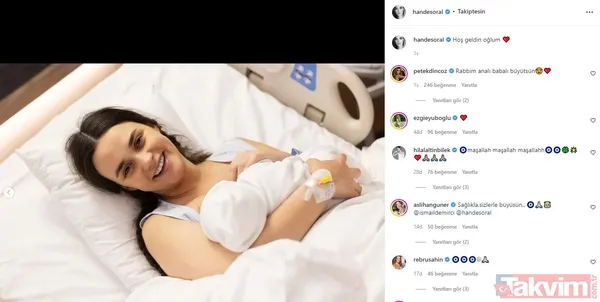 Hande Soral ile İsmail Demirci minik oğulları Ali’nin yüzünü ilk kez gösterdi! Ünlülerden yorum yağdı: Petek Dinçöz, Ebru Şahin... - 16