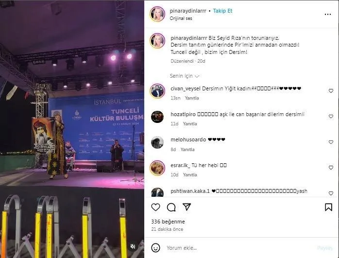 Pınar Aydınlar'ın sosyal medya paylaşımı (Ekran görüntüsü)