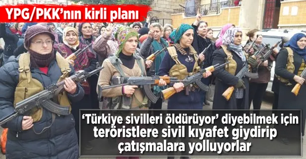 Afrin'deki sivil görünümlü kadın teröristler