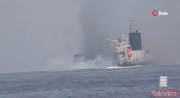 Kızıldeniz'de Yunan gemisinin vurulma anı kamerada! Husiler açık açık ilan etti... "Daha fazlasını vuracağız" - 13