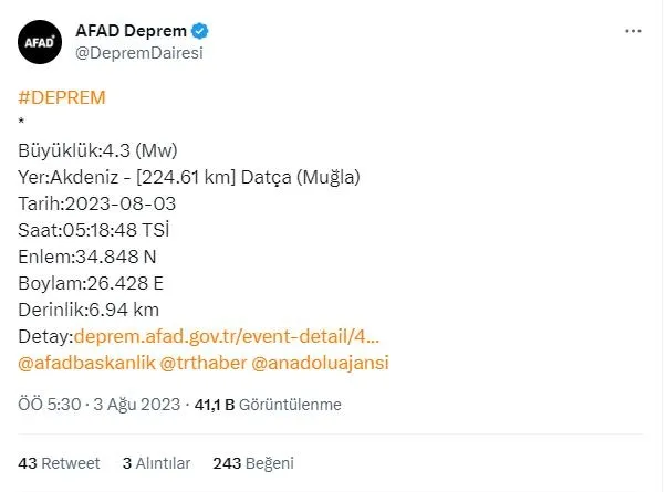 Son dakika: Malatya Pütürge'de 4.3 büyüklüğünde deprem! Hatay ve Datça da sallandı | AFAD - Kandilli son depremler listesi-6
