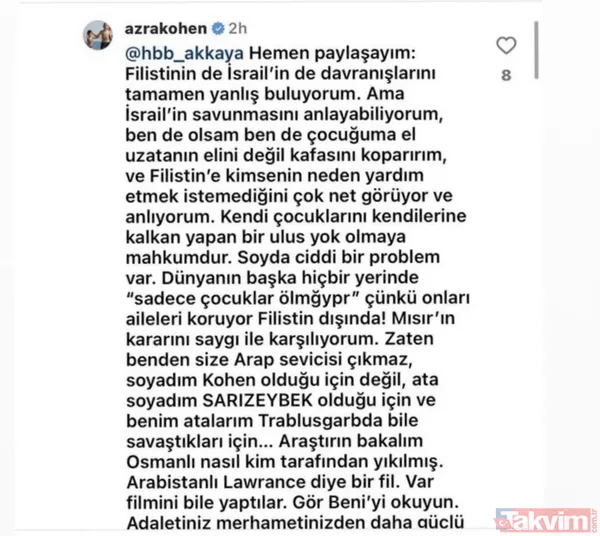 "Filistinliler çocuklarını bilerek bombalatıyor" diyen Azra Kohen yine İsrail'i akladı! Aileden gelen soykırım şakşakçılığı ve Yahudi bağları - 15