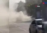 Işıkta bekleyen otomobil alev aldı