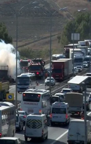 TEM'de TIR yangını!