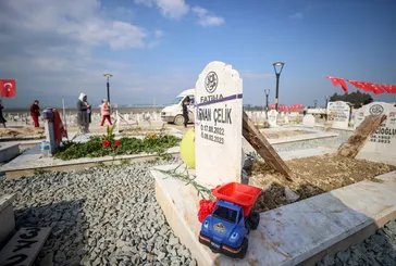 Depremde hayatını kaybedenlerin yakınları mezarlıklara koştu! Çocuklarının mezarlarına balon ve oyuncak bıraktılar