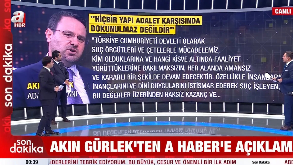 Bakan gürlek suçla mücadele kararlılığını vurguladı: "Hiçbir yapının dokunulmazlığı yok"