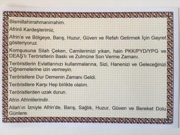 TSK Afrin'de havadan bildiri attı-1