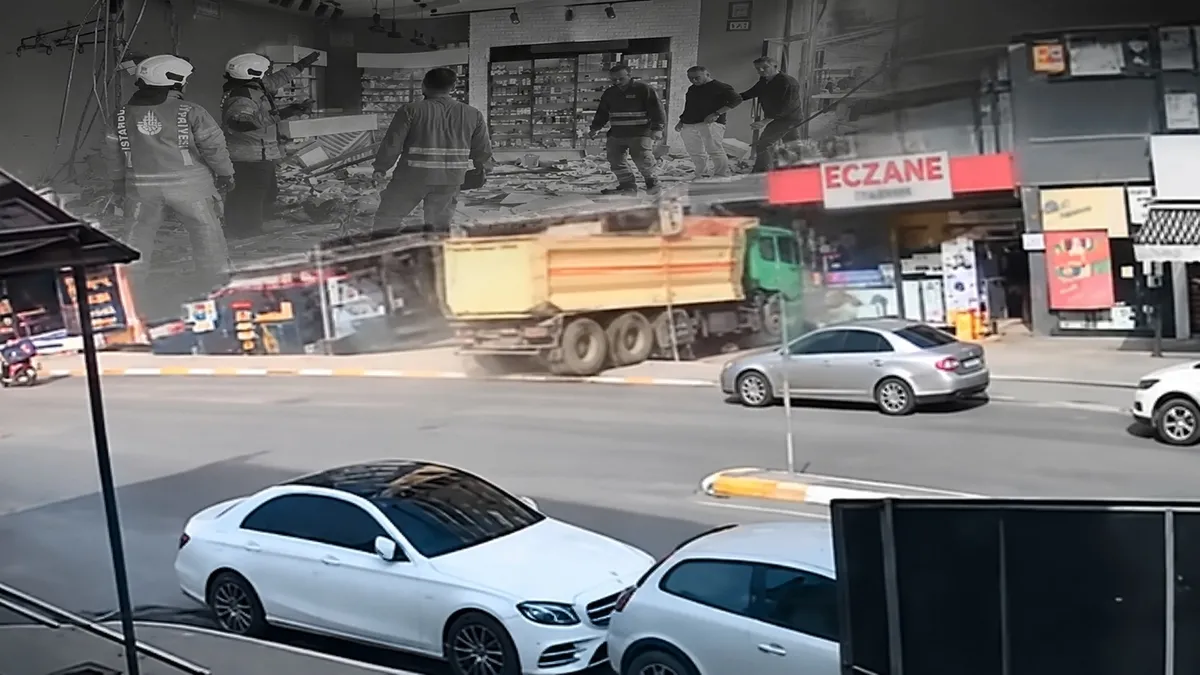 Pendik'te kontrolden çıkan hafriyat kamyonu eczaneye daldı: 7 kişi yaralandı