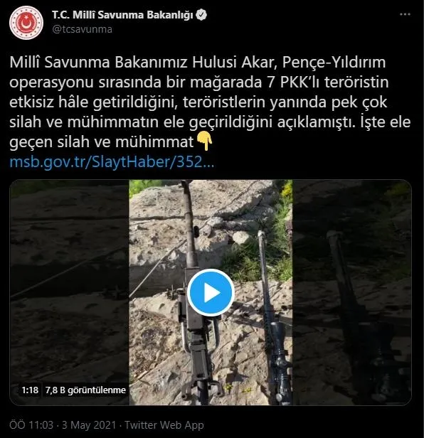 SON DAKİKA: Bakan Akar duyurdu: 1'i sözde bölge sorumlusu 7 terörist öldürüldü-8