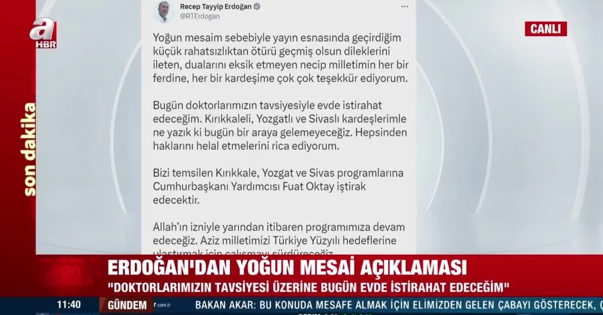 Başkan Erdoğan’dan yoğun mesai açıklaması!