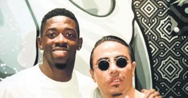 Nusret Doha'da Barcelona'nın yıldızı Ousmane Dembele'yi ağırladı